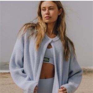 Daily Drills Pale Blue Open Front Knit Cardigan size xs / small